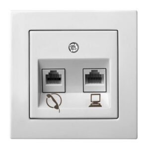 Liregus Epsilon telefona un datora ligzda rj11+45, bez rāmja - balta