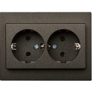 Liregus Epsilon 2-vietīga rozete ar zemējumu - melna