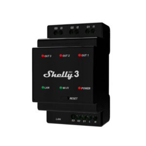 Shelly PRO 3 WiFi + Ethernet, 3-kanālu viedais relejs ar DIN-sliedes atbalstu