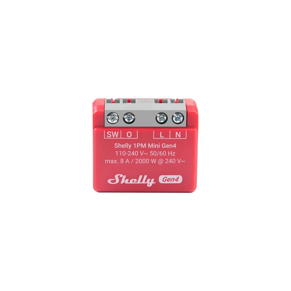 Shelly 1PM Mini Gen4, multiprotokolu (Wi-Fi + Bluetooth / Zigbee 3.0) releja modulis ar jaudas mērītāju, ar Matter saderīgs