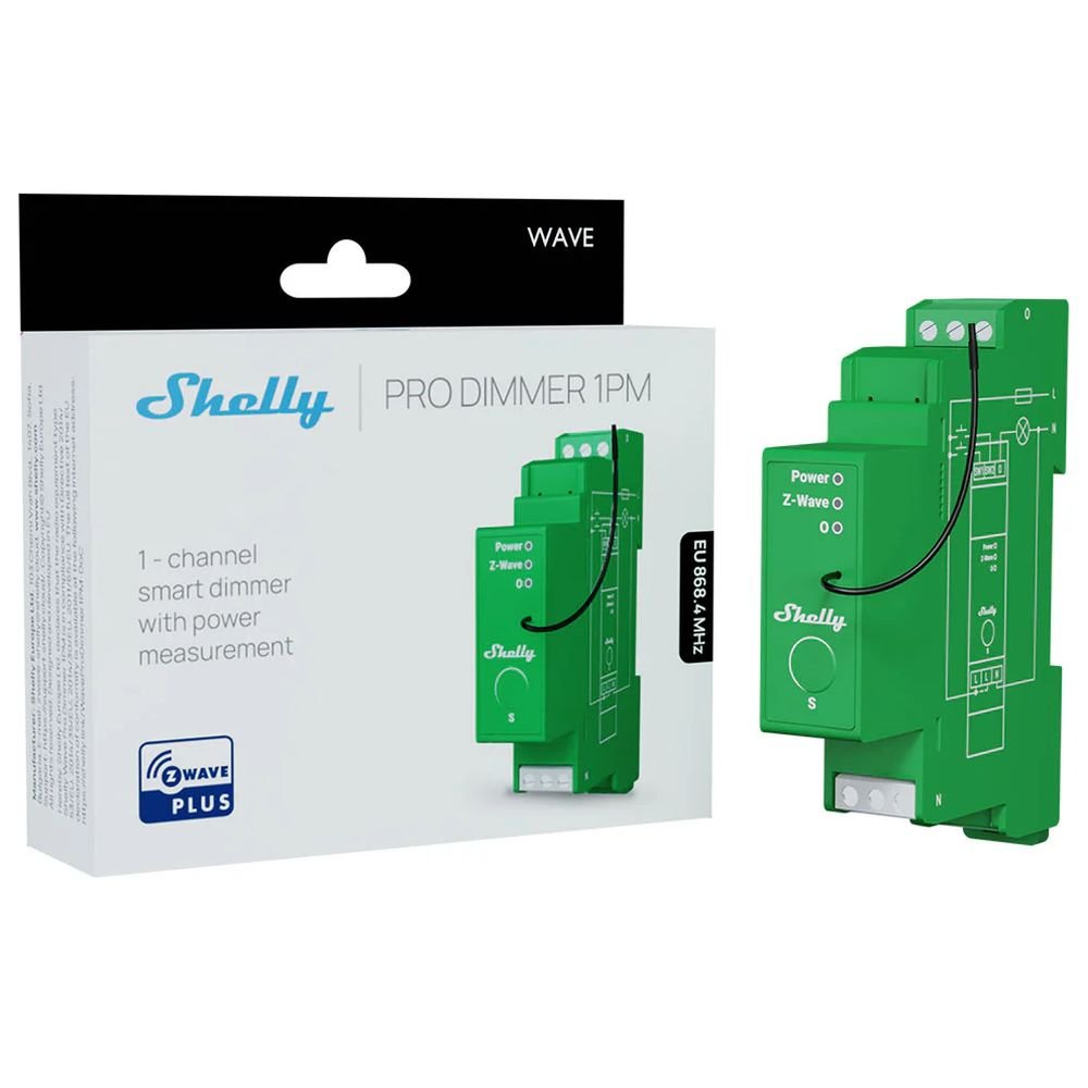 Shelly Wave Pro Dimmer 1PM, viedais relejs ar jaudas mērītāju