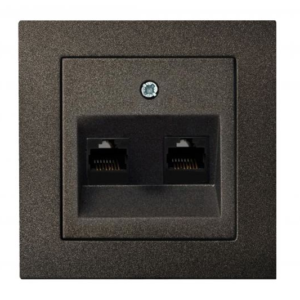 Liregus Epsilon 2-vietīga datora ligzda 2xrj45, 6 kat., bez rāmja - melna