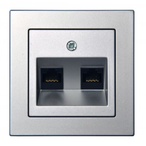 Liregus Epsilon 2-vietīga datora ligzda 2xrj45, 6 kat., bez rāmja - metālisks