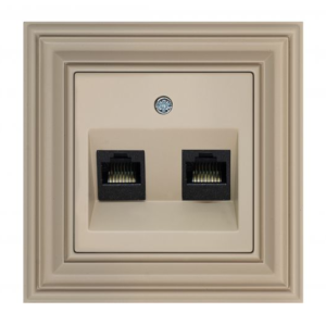 Liregus Retro 2xrj45 kat. 6e 2-vietīga datora ligzda - matēta bēša