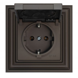 Liregus Retro 16a ip44 zemapmetuma ligzda ar aizsardzību, ar zemējumu/prof - matēta brūna
