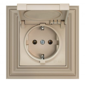 Liregus Retro 16a ip44 zemapmetuma ligzda ar aizsardzību, ar zemējumu/prof - matēta bēša