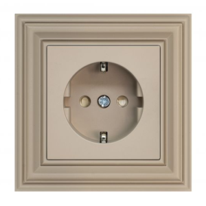 Liregus Retro 16a ligzda ar zemējumu un aizsardzību, ar wago klemmi/prof - matēta bēša