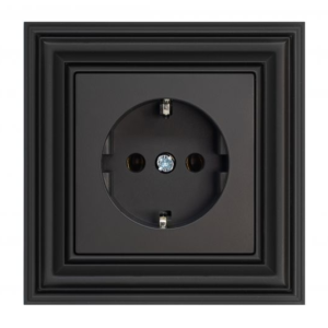 Liregus Retro 16a zemapmetuma ligzda ar zemējumu - matēta melna