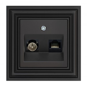 Liregus Retro tv un rj45 kat. 6e ligzda bez rāmja - matēta melna