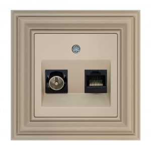 Liregus Retro tv un rj45 kat. 6e ligzda bez rāmja - matēta bēša