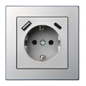 Liregus Epsilon ligzda ar usb a+c 3.4a 220v - metālisks