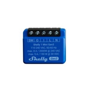 Shelly PLUS 1 Mini GEN3, 1-kanāla Wi-Fi viedais relejs ar 8A slodzes atbalstu