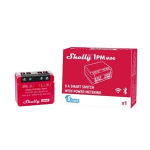 Shelly PLUS 1PM Mini GEN3, 1-kanāla Wi-Fi viedais relejs ar jaudas mērītāju un 8A slodzes atbalstu