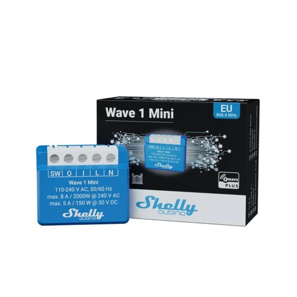 Shelly Qubino Wave 1 MINI, viedais relejs ar 1-kanālu un Z-Wave protokolu